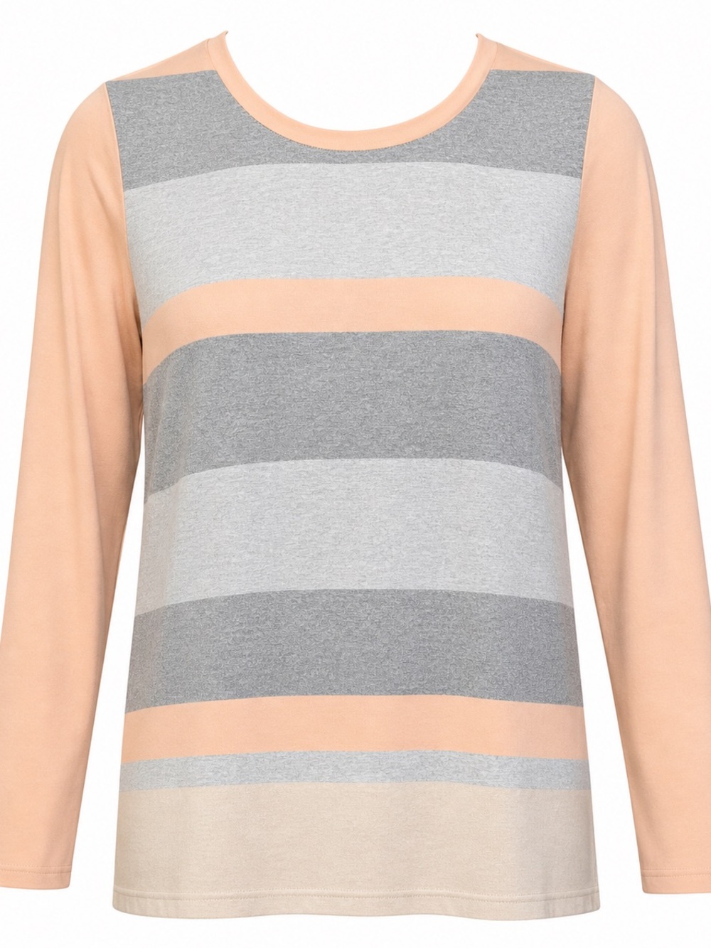 LIVI Active Womens 18/20 Striped Tunic Top Long Sleeve Peach Gray NWT Plus